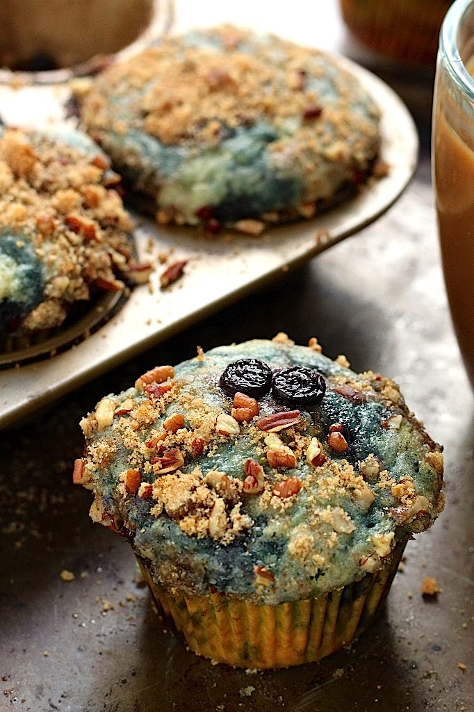 Greek Yogurt Blueberry Crumble Muffins