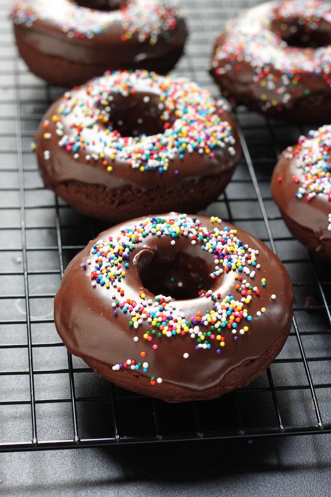 Chocolate Glazed Chocolate Banana Donuts - Baker by Nature