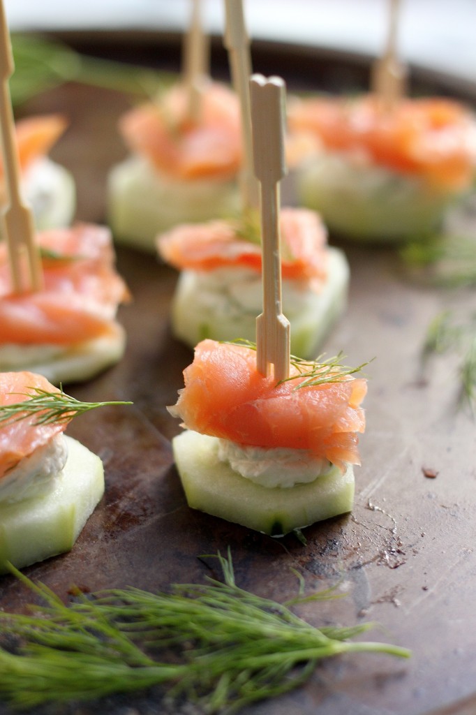 Smoked Salmon and Cream Cheese Cucumber Bites