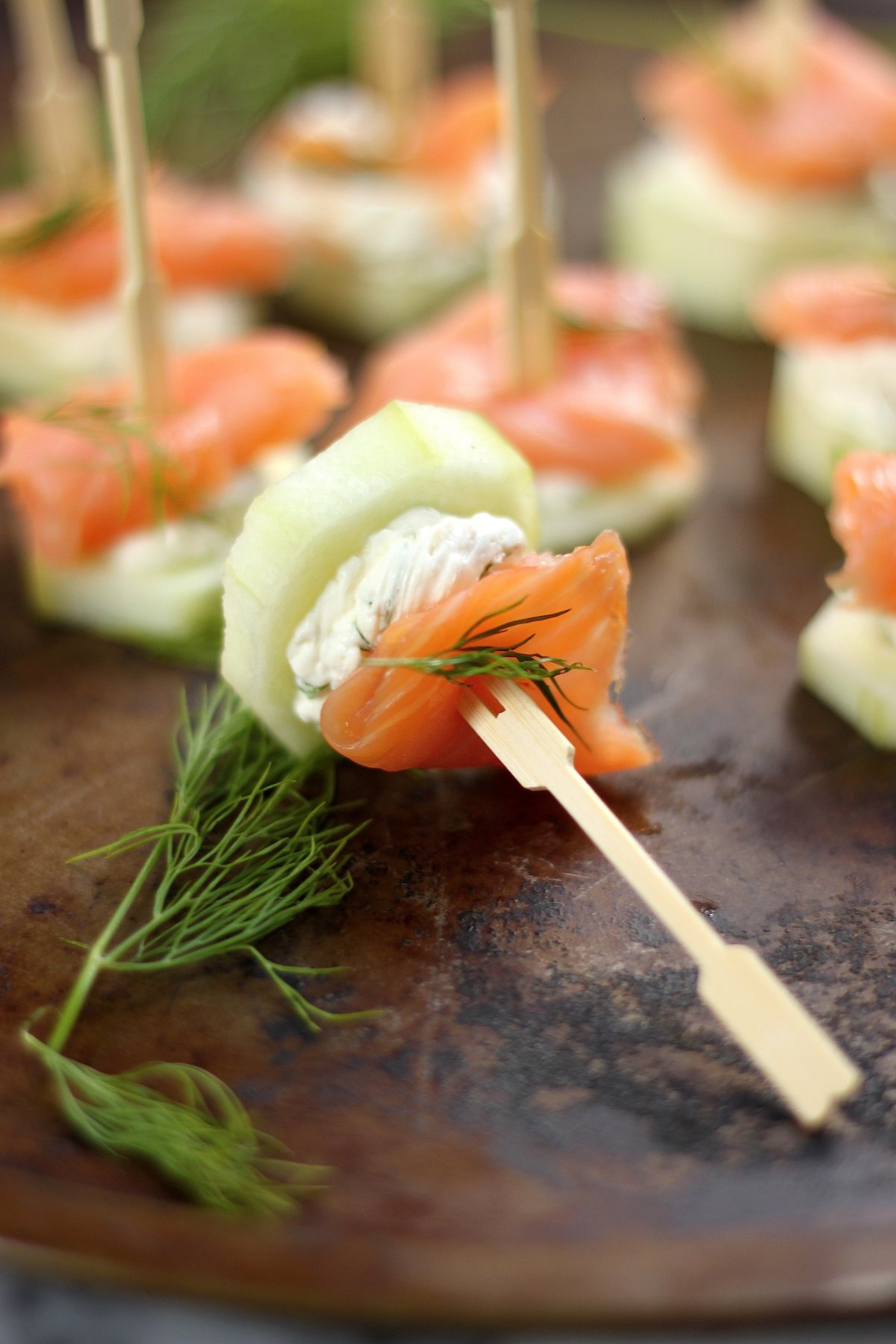 Smoked Salmon Appetizer with Cucumber and Lemon Dill Cream Cheese