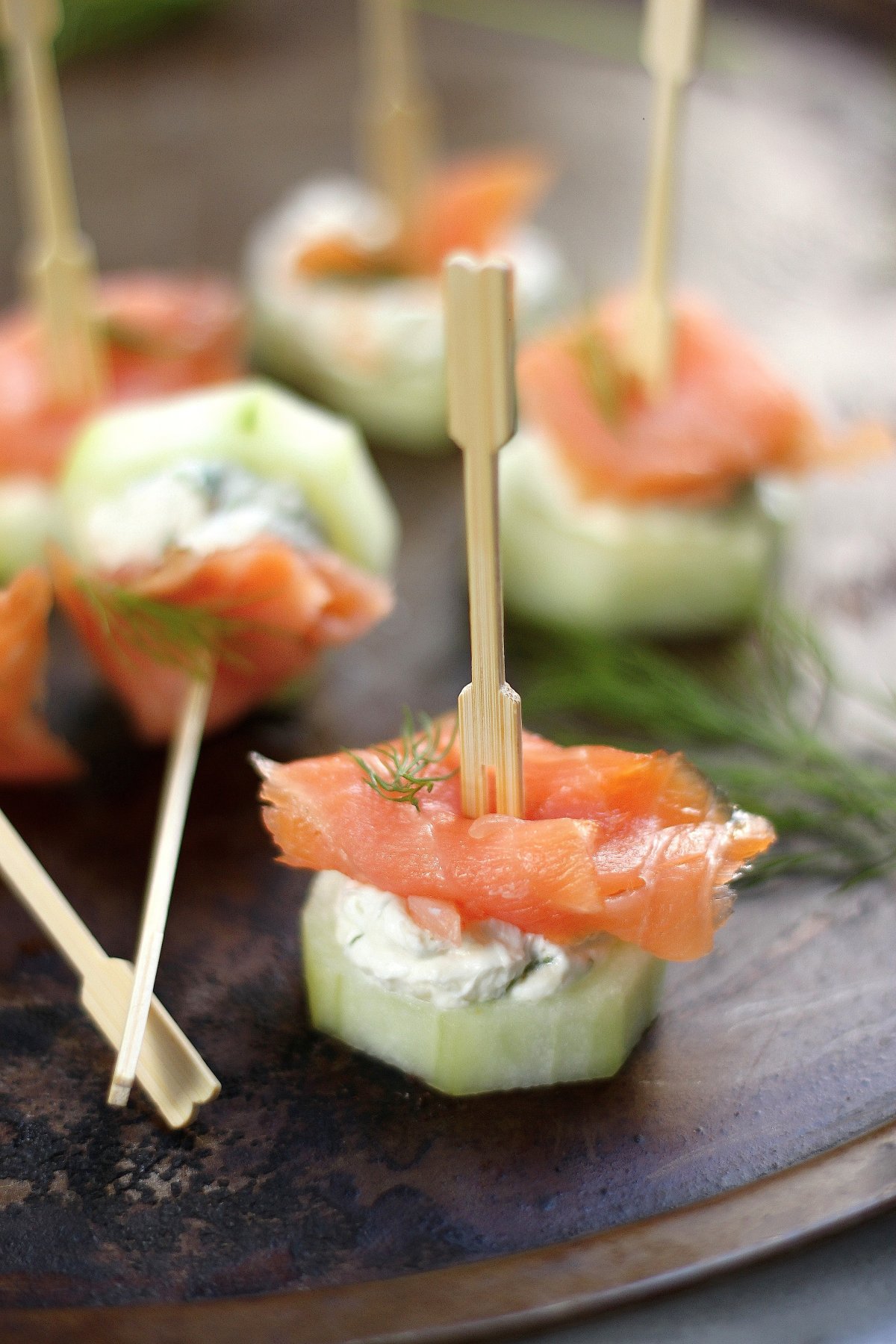 Smoked Salmon and Cream Cheese Cucumber Bites - Baker by Nature