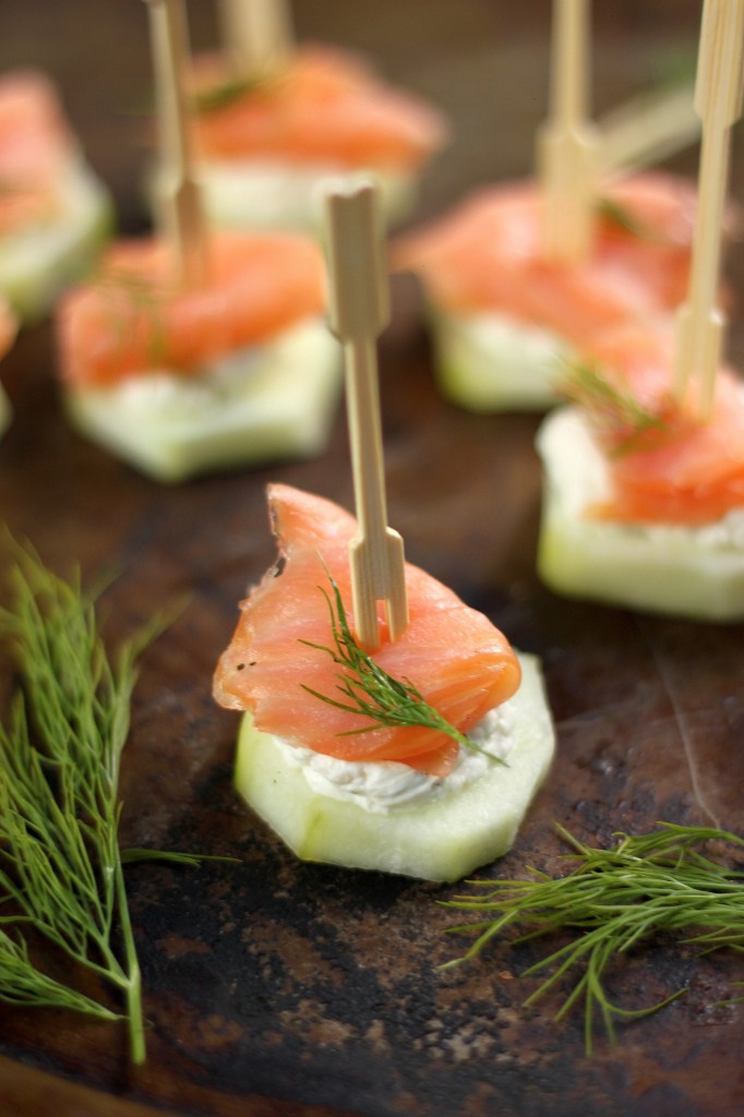 Smoked Salmon and Crean Cheese Cucumber Bites