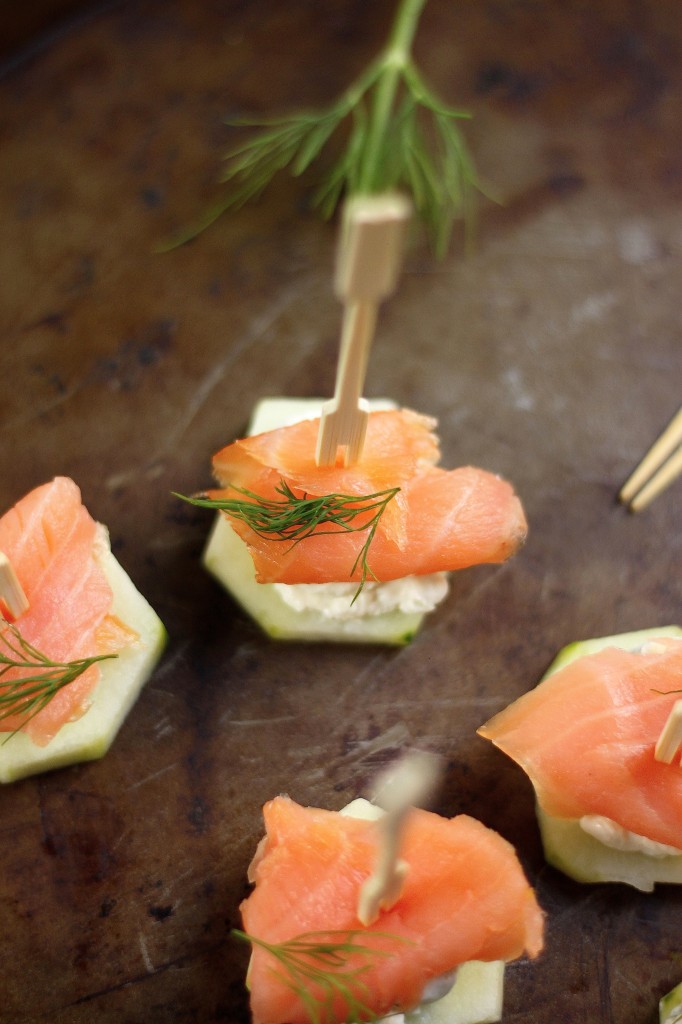 Smoked Salmon and Cream Cheese Cucumber Bites - Baker by Nature