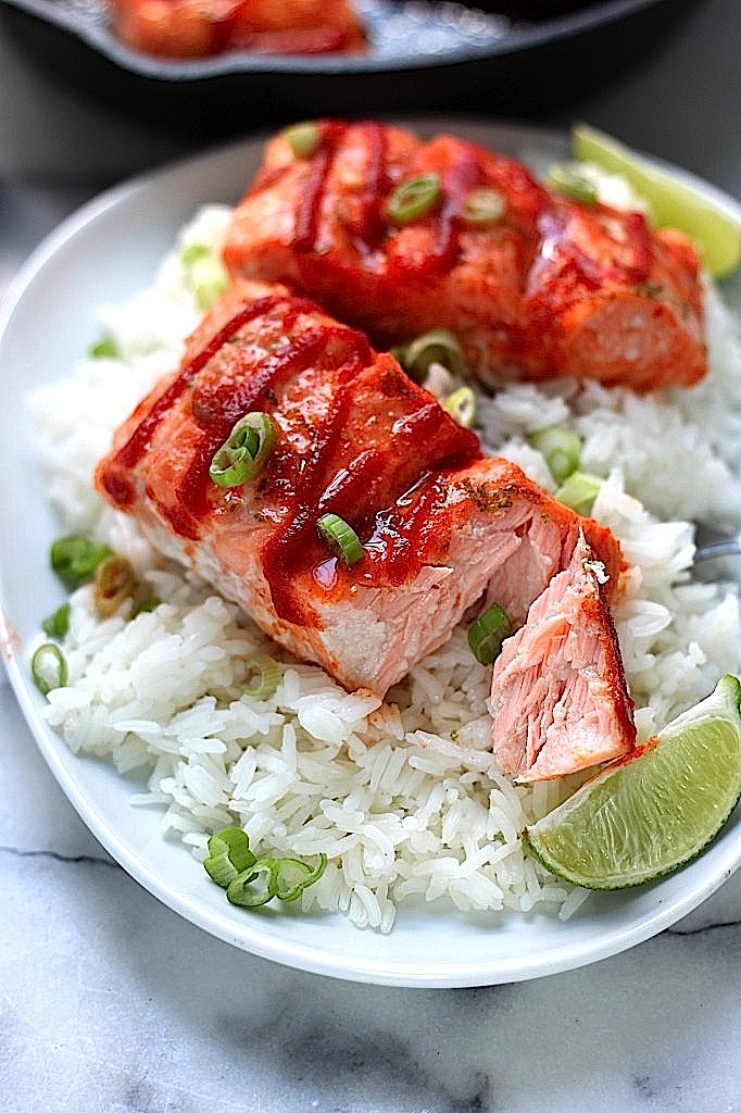 Sweet and Spicy Sriracha Baked Salmon