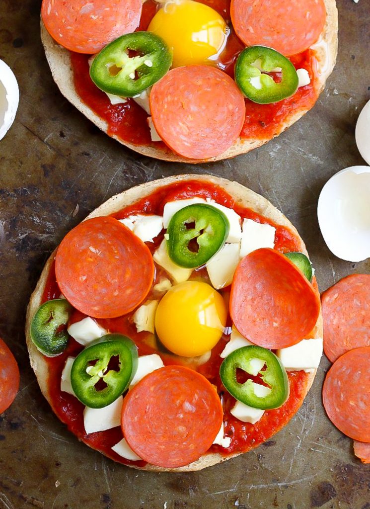 Breakfast Pizza Bagels - Ready FAST and so much better than a bowl of cereal!