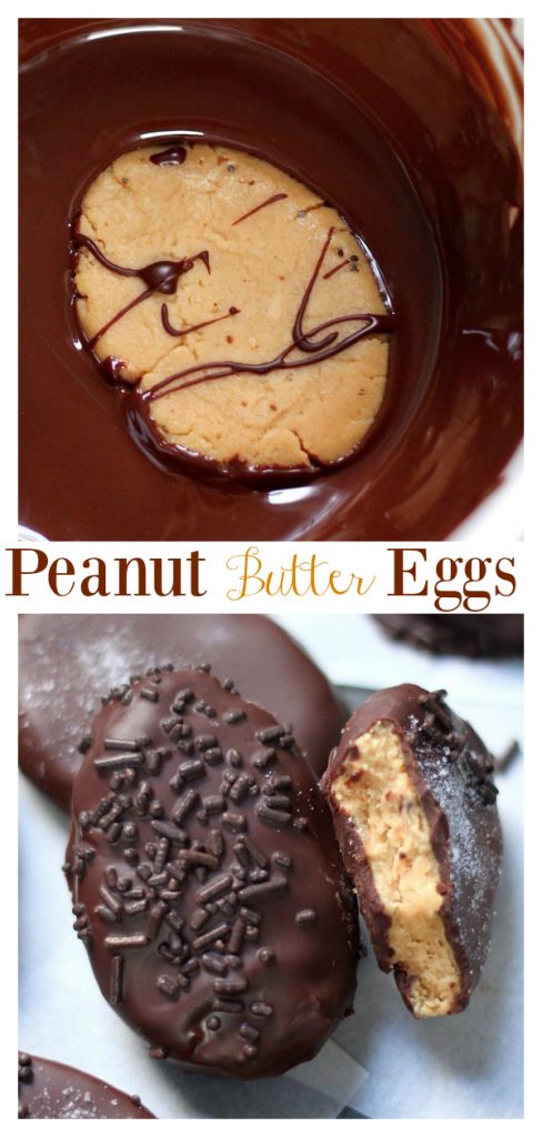 These Homemade Peanut Butter Eggs are sure to be a hit this Easter!!! Made with just a handful of basic ingredients, these salted chocolate covered peanut butter eggs are super easy to whip up!