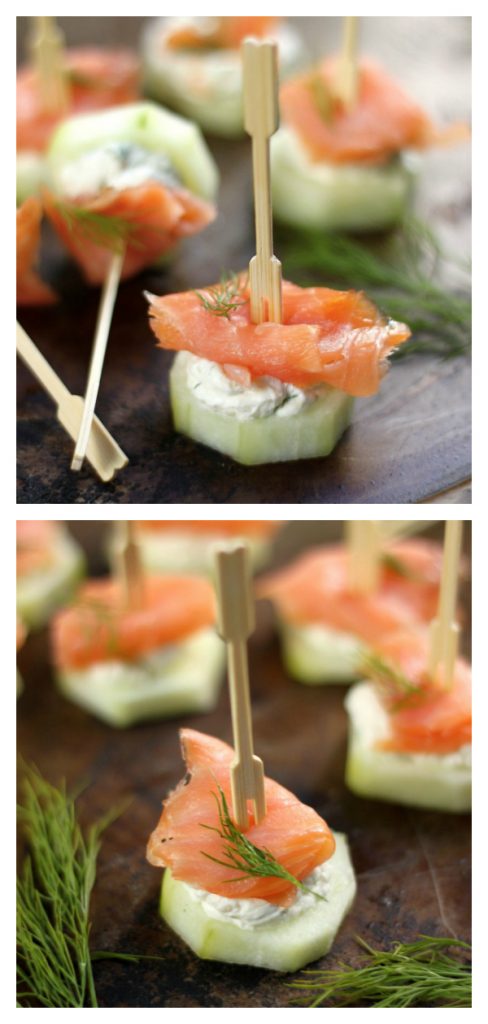 Smoked Salmon and Cream Cheese Cucumber Bites - Baker by Nature