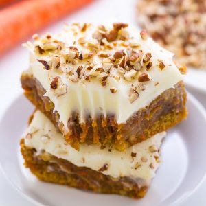 Thick and Chewy Carrot Cake Blondies! So easy and perfect for Easter.