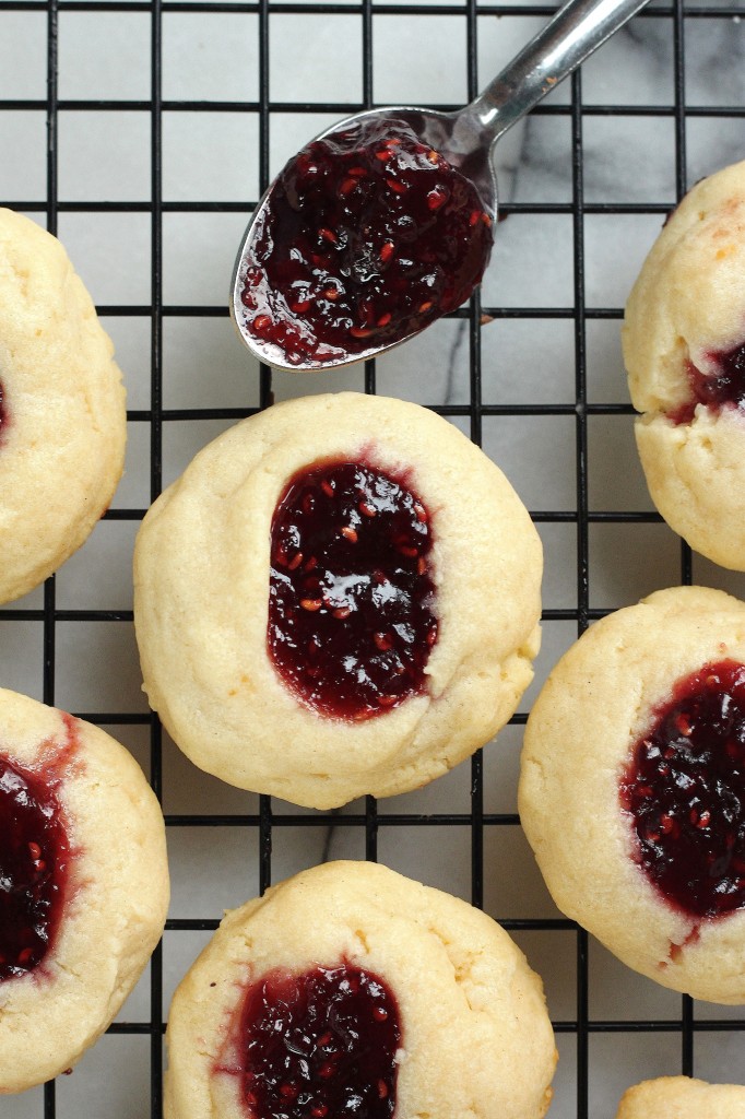 5-Ingredient Raspberry Cheesecake Thumbprint Cookies - Baker by Nature