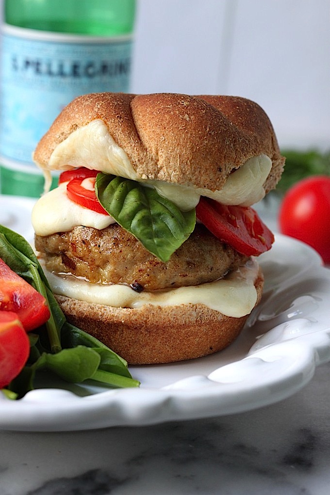 Chicken Caprese Burgers - Baker by Nature