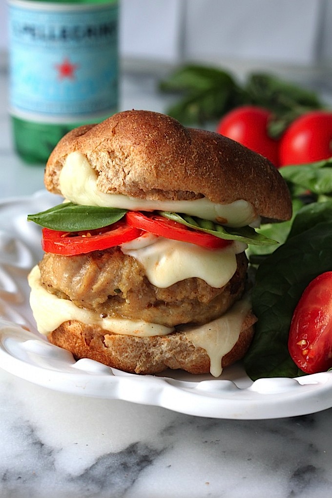 Chicken Caprese Burgers - Baker by Nature