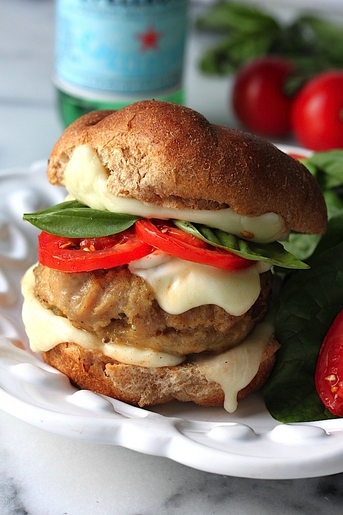 Chicken Caprese Burgers - Baker by Nature