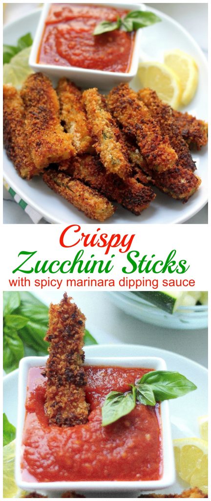 Crispy Zucchini Sticks with Spicy Marinara diping sauce