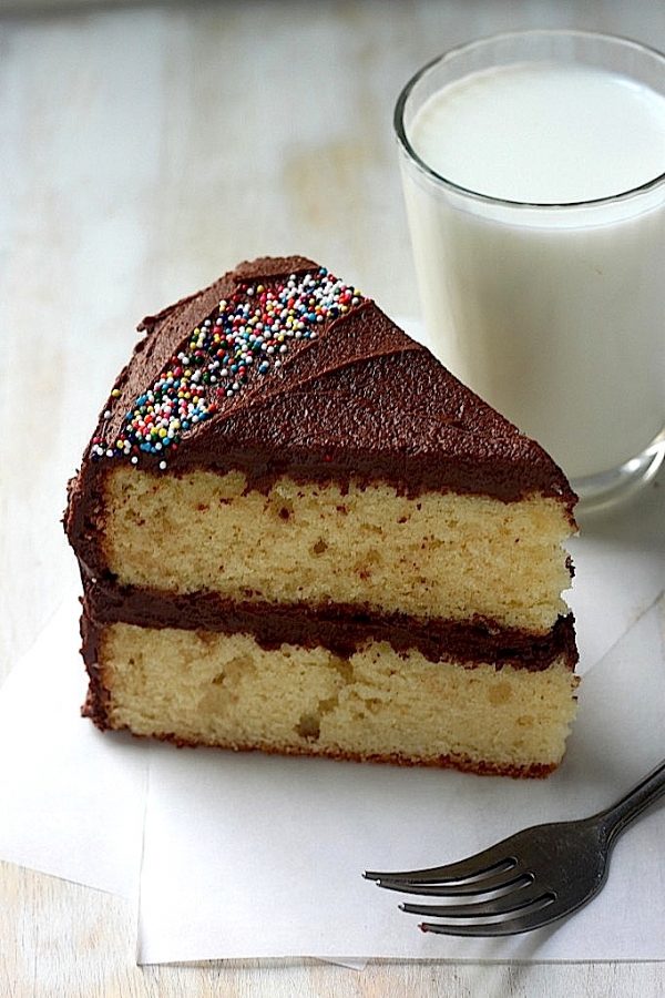 Classic Yellow Birthday Cake with Nutella Buttercream Frosting Baker