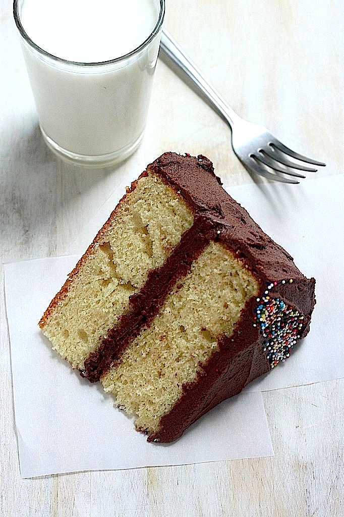 Classic Yellow Birthday Cake with Nutella Buttercream Frosting 