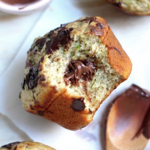 Nutella Stuffed Chocolate Chunk Zucchini Muffins