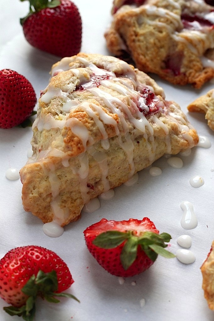 Fresh Strawberry Scones with Lemon Glaze Baker by Nature