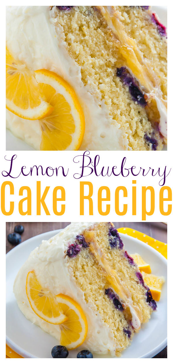 This is the ULTIMATE Lemon Blueberry Cake! Moist, fluffy, and loaded with fresh blueberries and real lemon flavor, plus lemon cream cheese frosting! A must try for lemon and blueberry lovers!