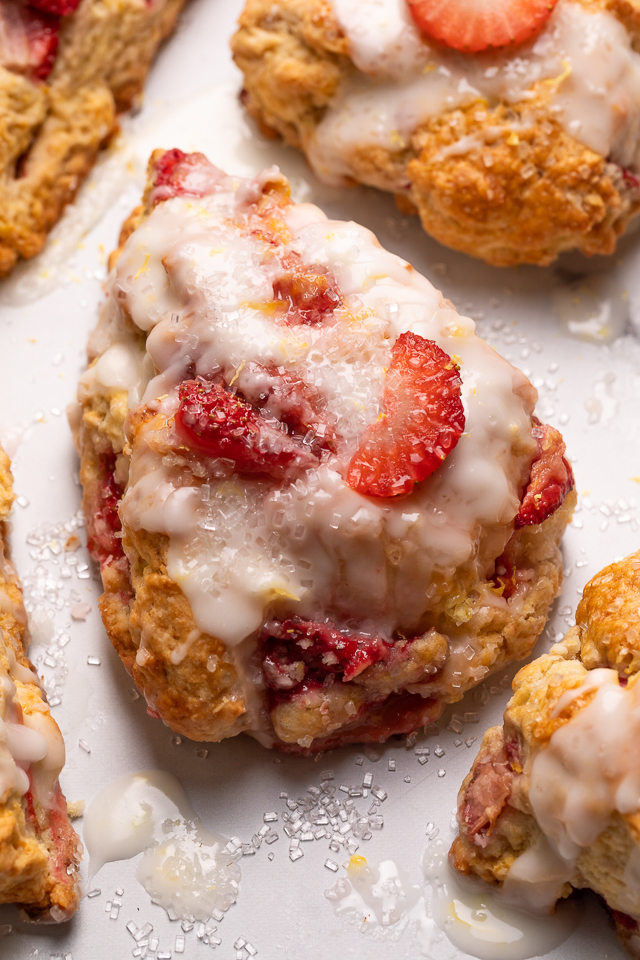 Mini Strawberry Scones Recipe - with Vanilla Glaze