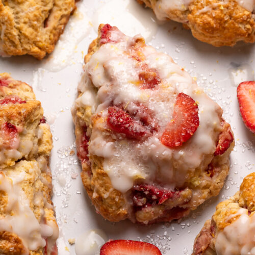 Strawberry Scones with Lavender Lemon Glaze - Nordic Ware