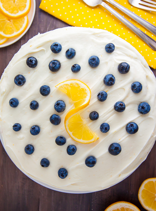 Blueberry Zucchini Cake with Lemon Buttercream •