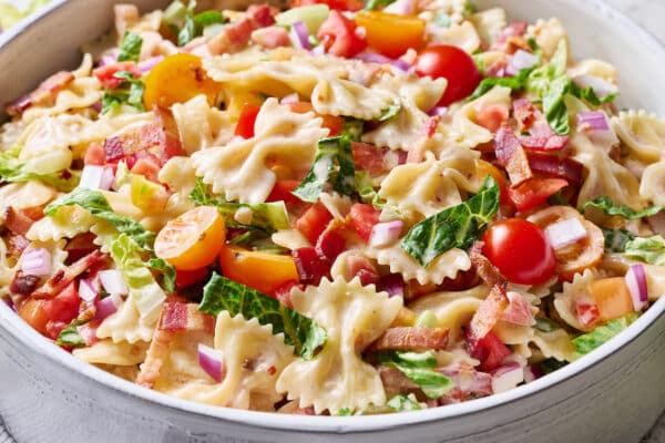 Easy 20-Minute BLT Pasta Salad - Baker by Nature