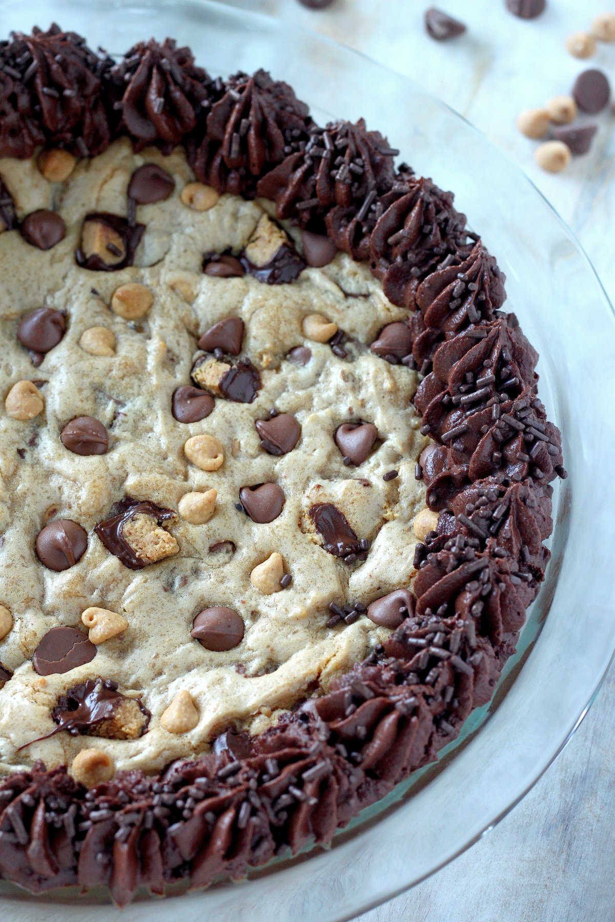 Ultimate Peanut Butter Chocolate Chip Cookie Cake Baker by Nature