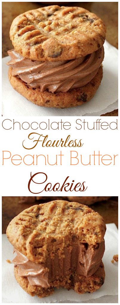 Flourless Peanut Butter and Chocolate Cookie Sandwiches 