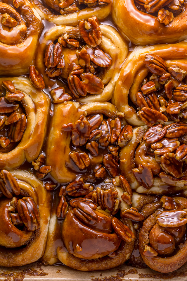 We're butter pecan fanatics, so it only seems fitting that one of our favorite "splurge" breakfast treats are Butter Pecan Cinnamon Buns! They're just like classic cinnamon rolls, but with a TONS of crunchy, gooey, chopped pecans on top. Perfect for Thanksgiving or Christmas morning!