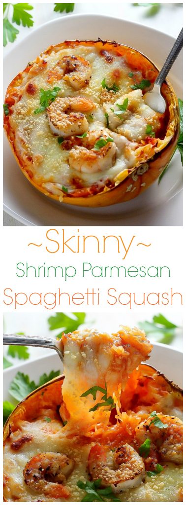 Skinny Shrimp Parmesan Spaghetti Squash