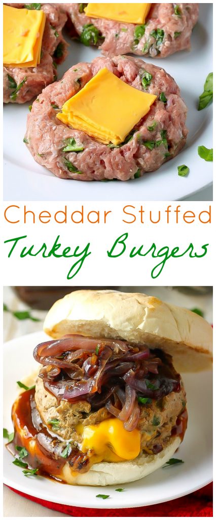 Cheddar Stuffed BBQ Turkey Burgers