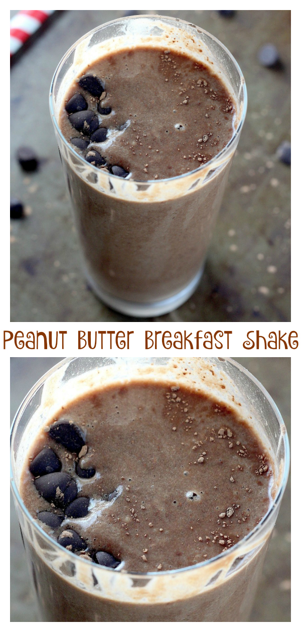 Thick and Creamy Chocolate Peanut Butter Breakfast Shake - Baker by Nature