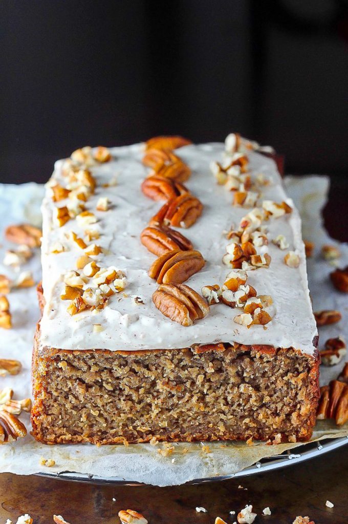 Skinny Banana Cake with Maple Frosting