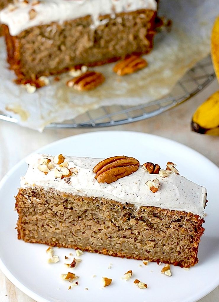 Skinny Banana Cake with Maple Frosting