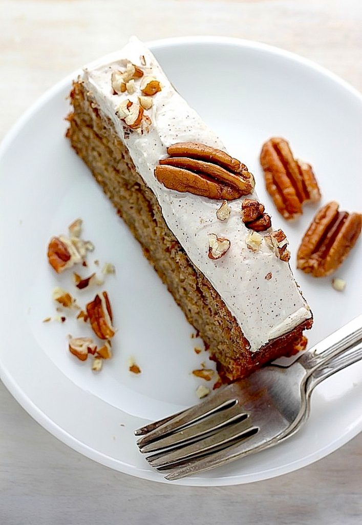 Skinny Banana Cake with Maple Frosting