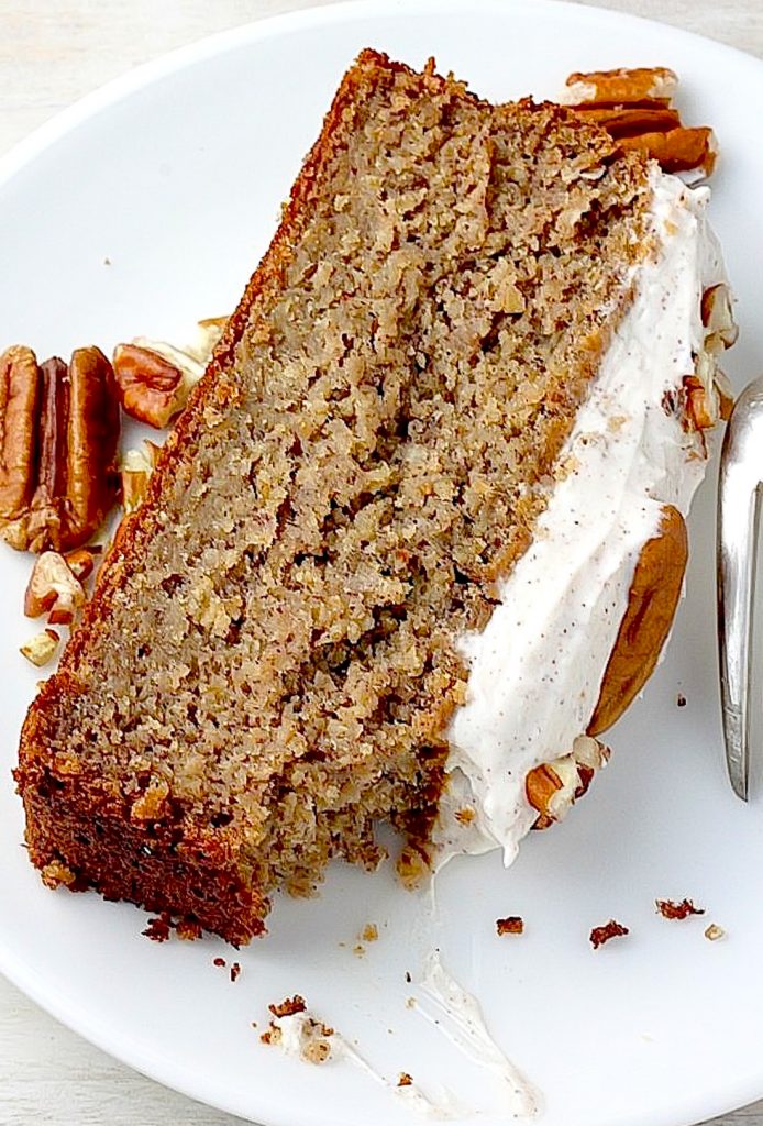 Skinny Banana Cake with Maple Frosting