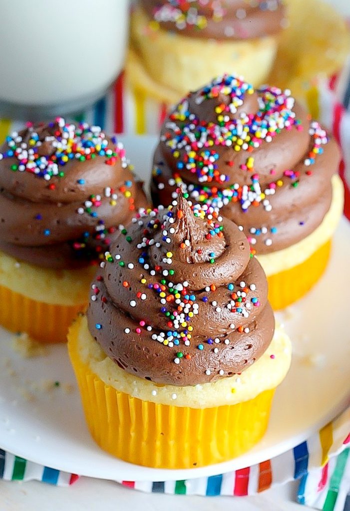 Yellow Cupcakes with Nutella Buttercream Frosting