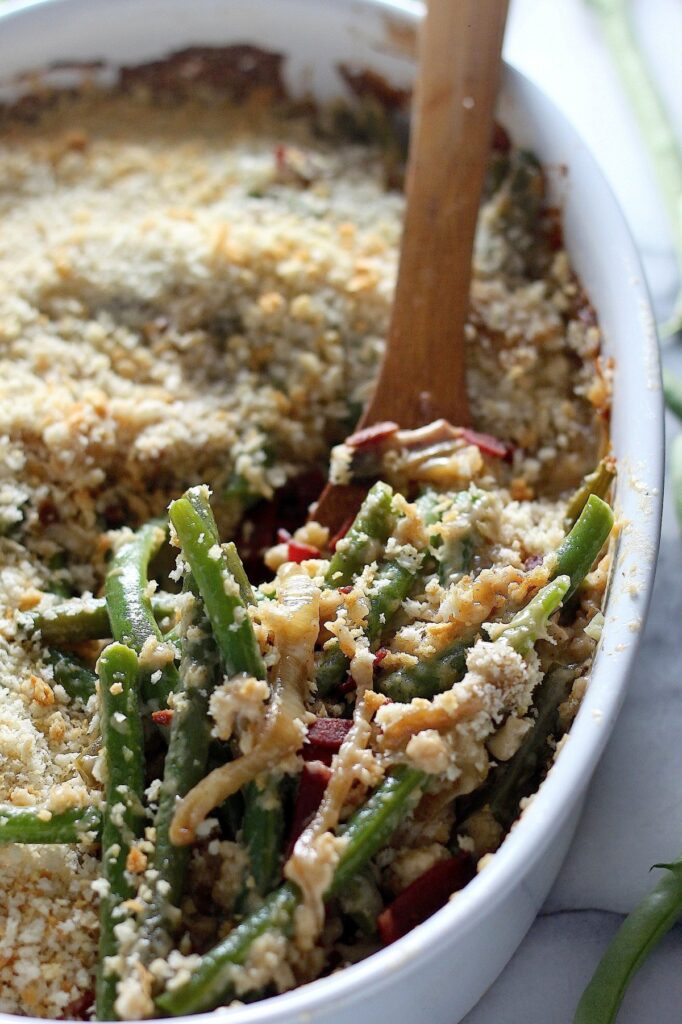 Gourmet Green Bean Casserole with Bacon, Gruyère, and Caramelized Onions