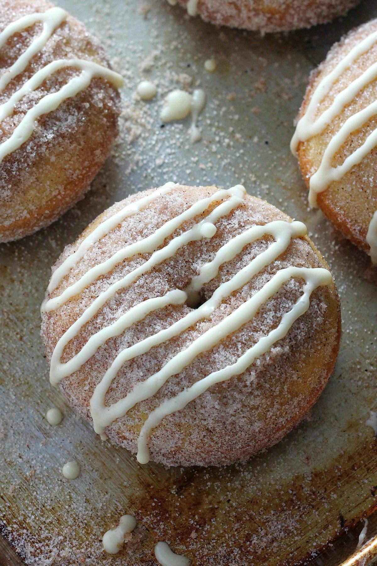 (Gluten Free) Brown Butter Eggnog Snickerdoodle Donuts - Baker by Nature