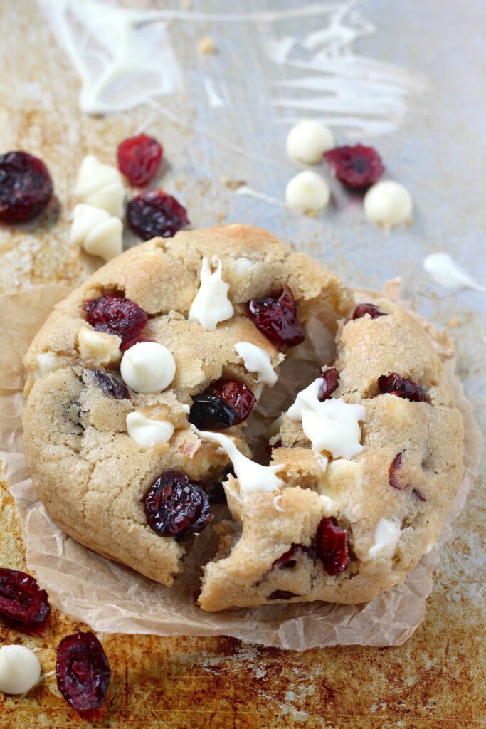 Thick and Chewy White Chocolate Cranberry Cookies 