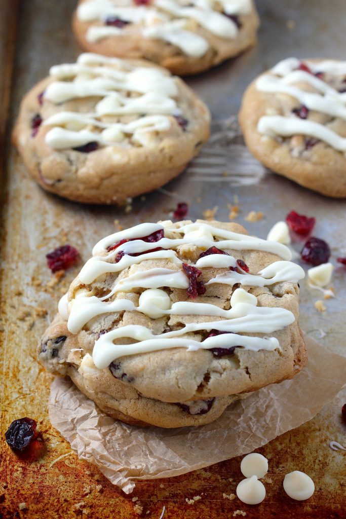 Thick and Chewy White Chocolate Cranberry Cookies 