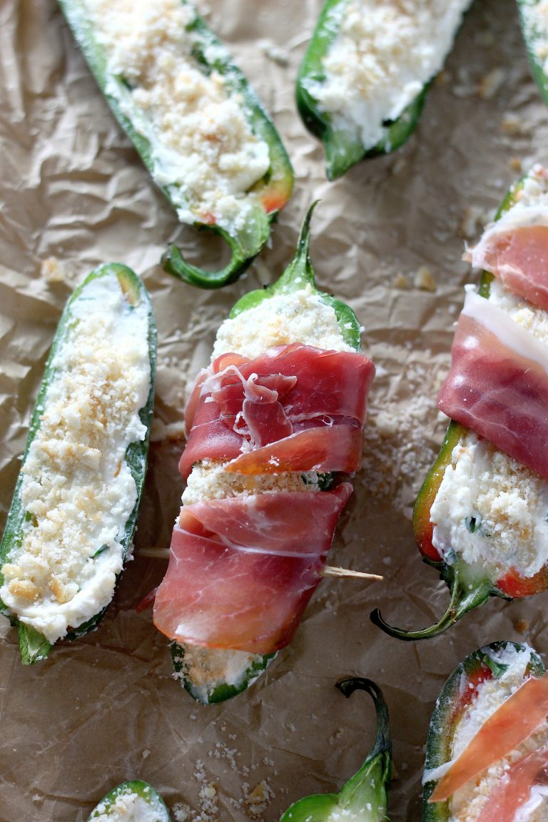 ProsciuttoWrapped Four Cheese Stuffed Jalapeños Baker by Nature