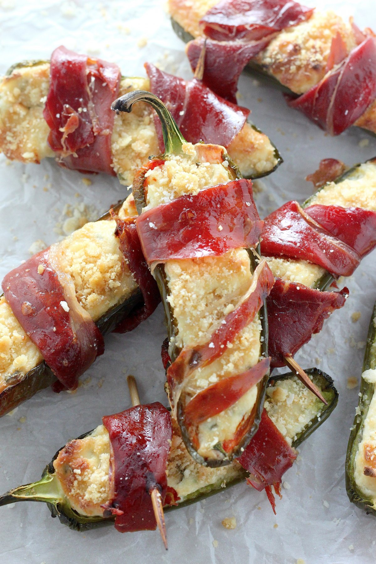 ProsciuttoWrapped Four Cheese Stuffed Jalapeños Baker by Nature