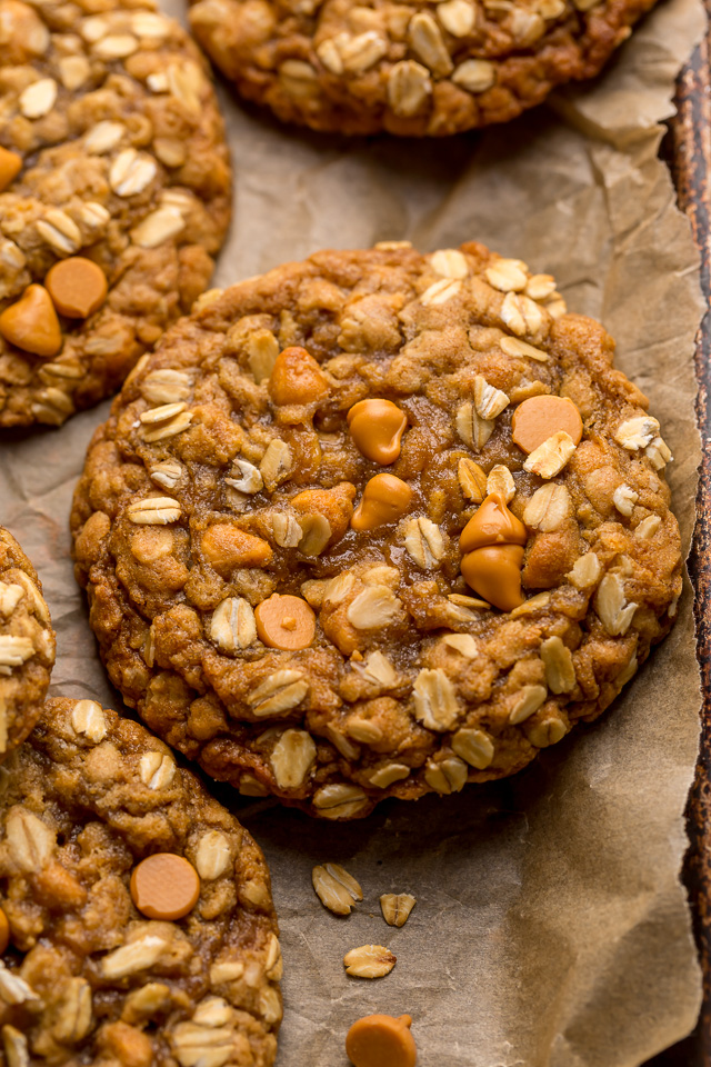 These delightfully soft and chewy oatmeal scotchies are exploding with oats and butterscotch chips! A touch of orange zest and a drizzle of molasses take this from a good recipe to a great recipe! No chilling required, so preheat your oven to 350 degrees and jump to the recipe!