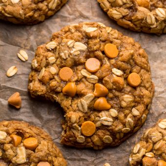 These delightfully soft and chewy oatmeal scotchies are exploding with oats and butterscotch chips! A touch of orange zest and a drizzle of molasses take this from a good recipe to a great recipe! No chilling required, so preheat your oven to 350 degrees and jump to the recipe!