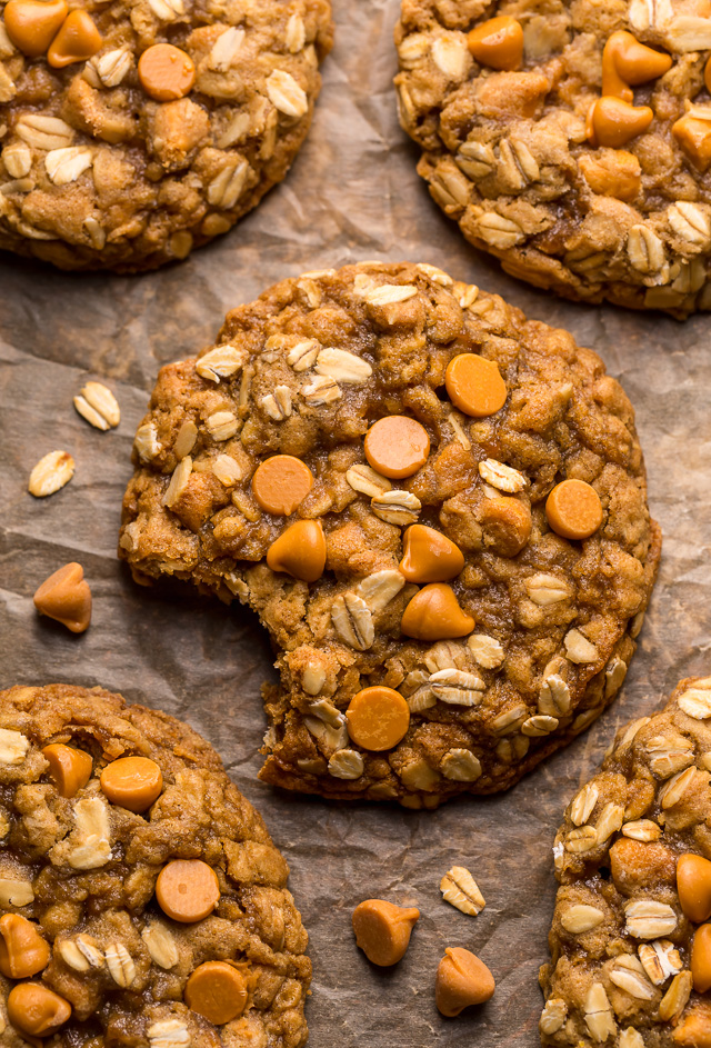 These delightfully soft and chewy oatmeal scotchies are exploding with oats and butterscotch chips! A touch of orange zest and a drizzle of molasses take this from a good recipe to a great recipe! No chilling required, so preheat your oven to 350 degrees and jump to the recipe!