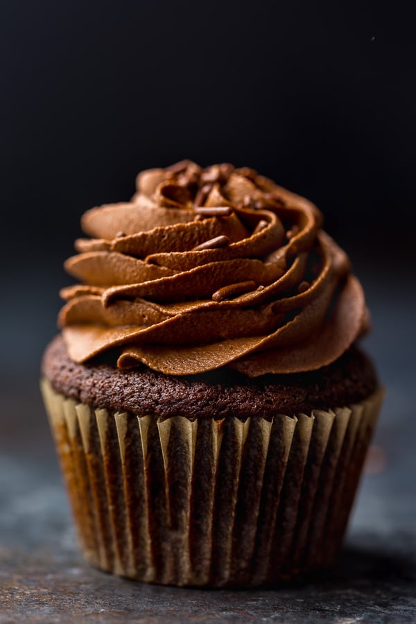 Homemade chocolate cupcakes are rich, moist, and come together in just one-bowl. Topped with a decadent chocolate buttercream - these cupcakes are as good as it gets!