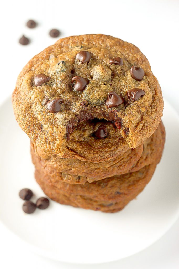 Stack of Greek Yogurt Cookies on white plate.