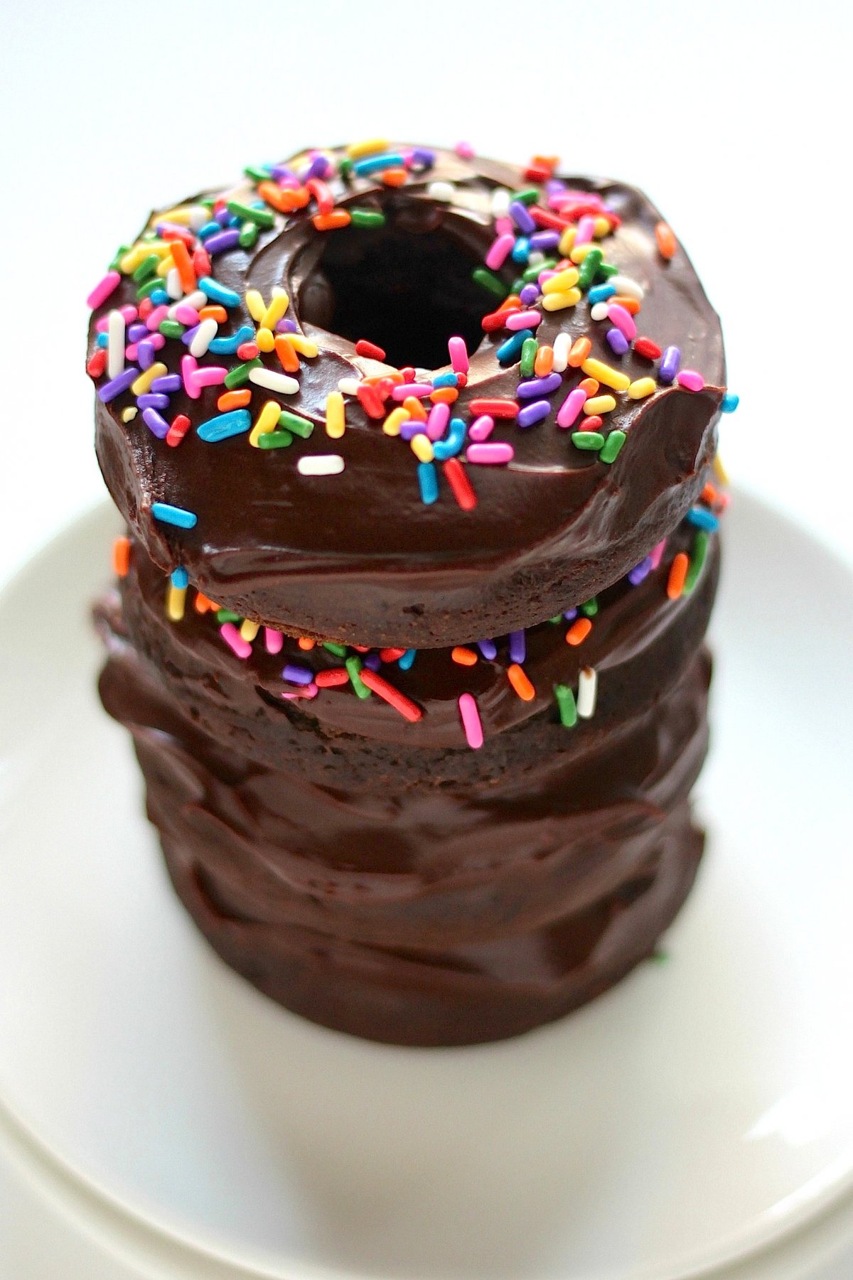 Glazed Chocolate Cake Donuts - Sprinkle Some Sugar