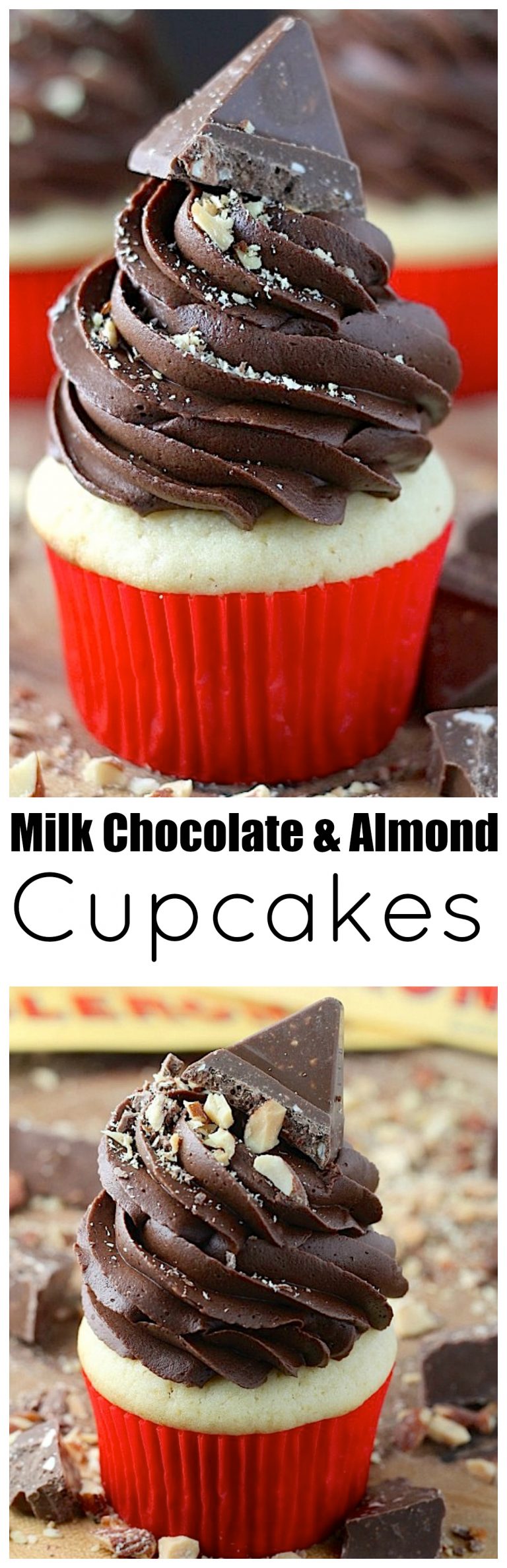 Toblerone Milk Chocolate and Almond Cupcakes Baker by Nature